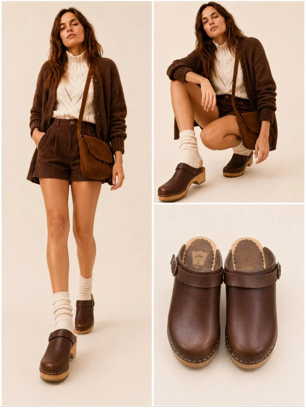 Hanna Andersson Brown Leather Swedish Wooden Clogs EU 38 US 7.5 S4231 - Picture 3 of 11